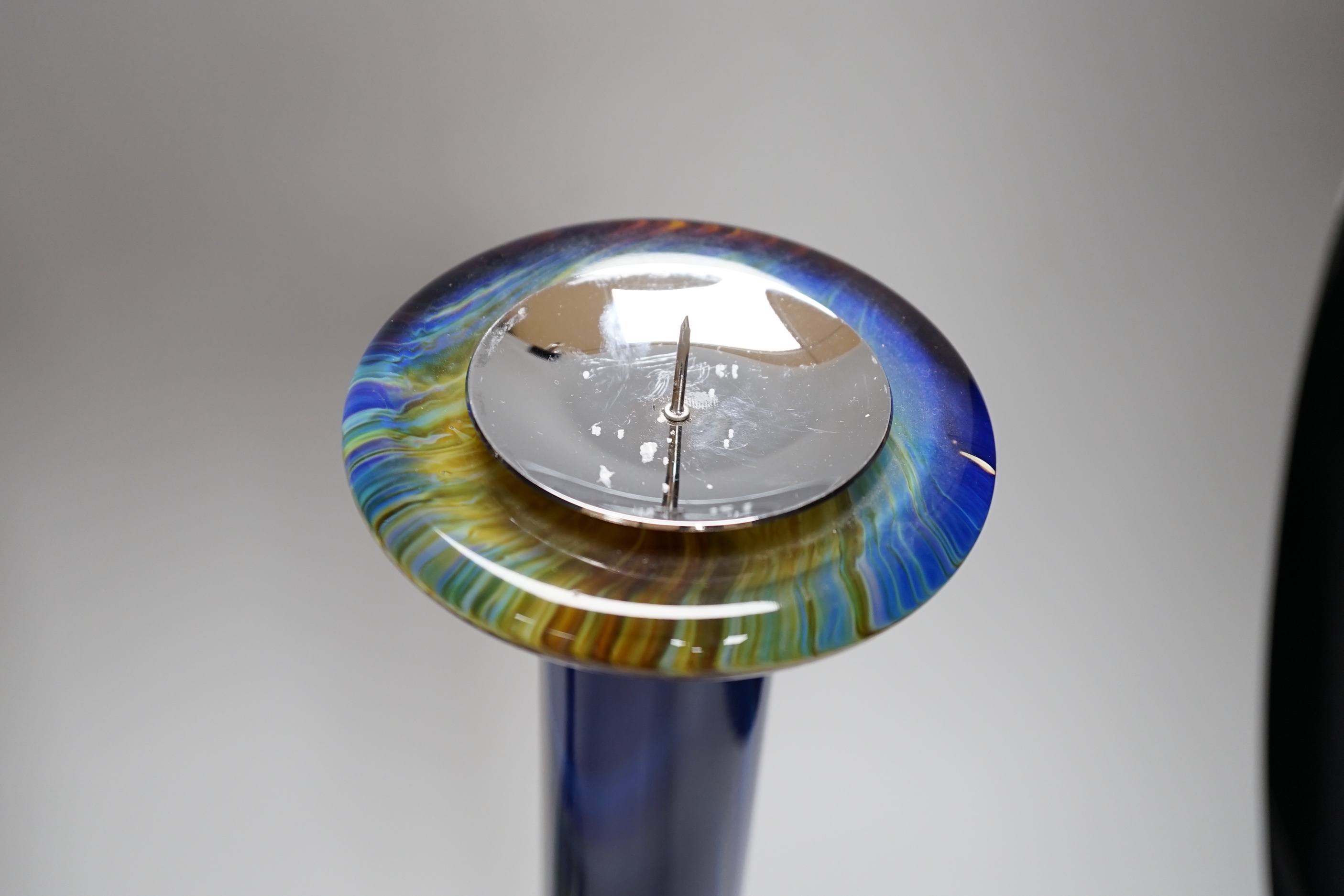A pair of Murano art glass candlesticks, signed Dino Rosia, 40cm high
